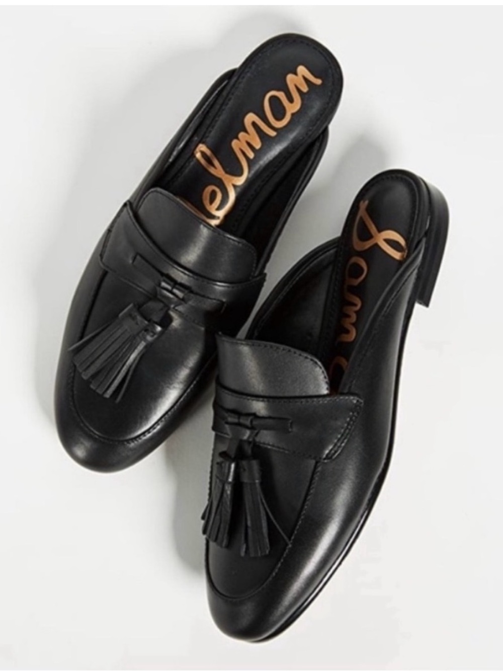 Sam Edelman Black Leather Paris Tassel Mules Loafers Size 8.5